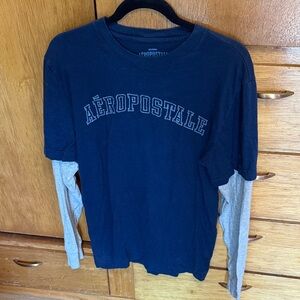 Aeropostale Dark Blue and Light Gray Layered Tee